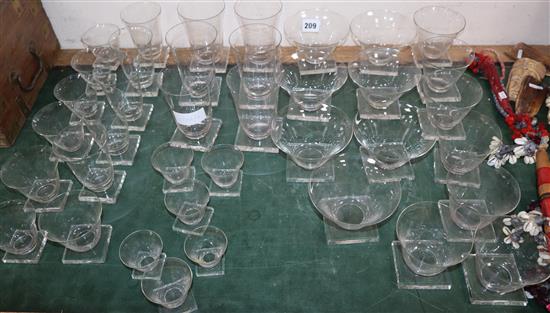 A part suite of 1930s art deco drinking glasses